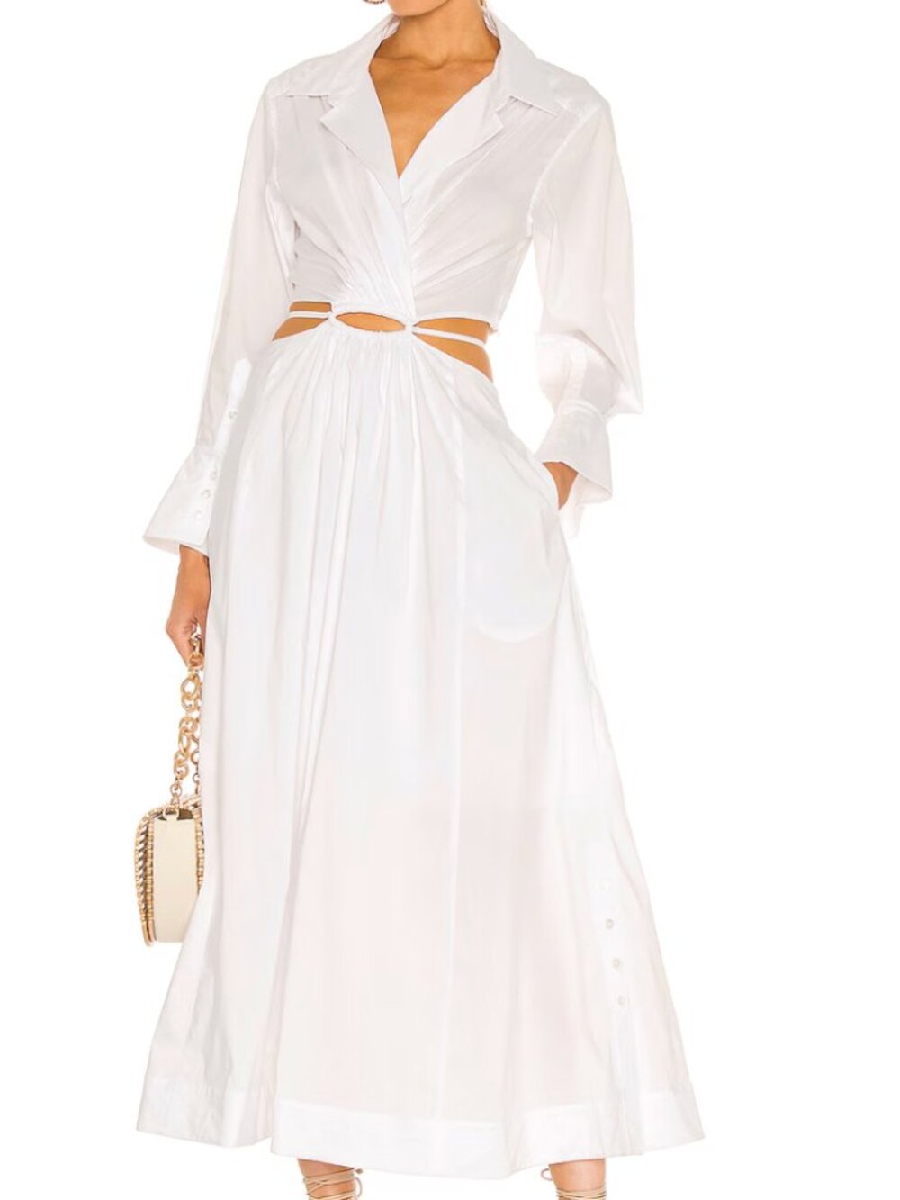 SIMKHAI Alex White Pleated Cut Out Dress - sz XS